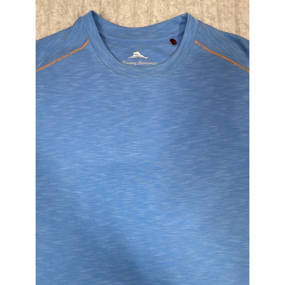 Tommy Bahama Bali Skyline Blue Tencel Blend Slub Crewneck T-Shirt Mens XL